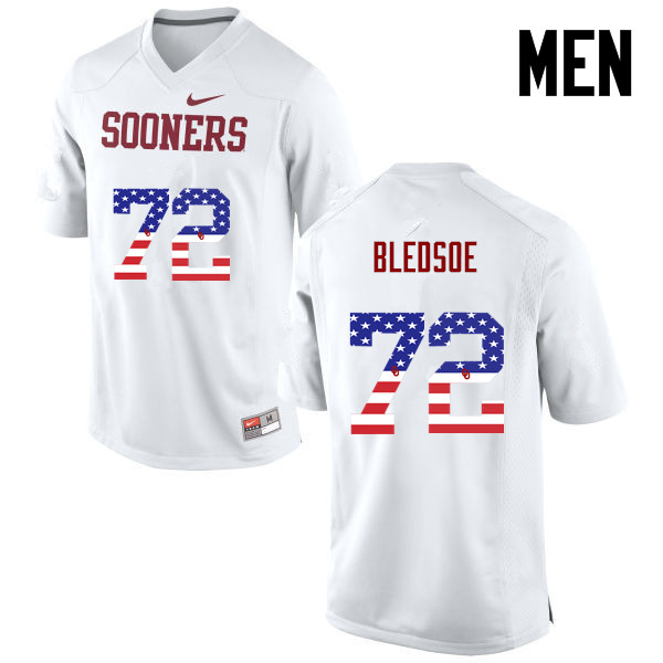 Men Oklahoma Sooners #72 Amani Bledsoe College Football USA Flag Fashion Jerseys-White - Click Image to Close